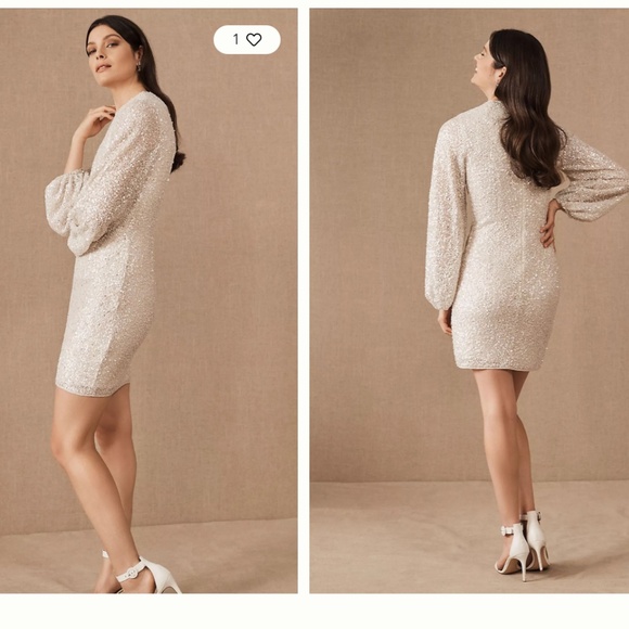 BHLDN dress size 2 GOLDIE sequin white dress - Picture 3 of 8